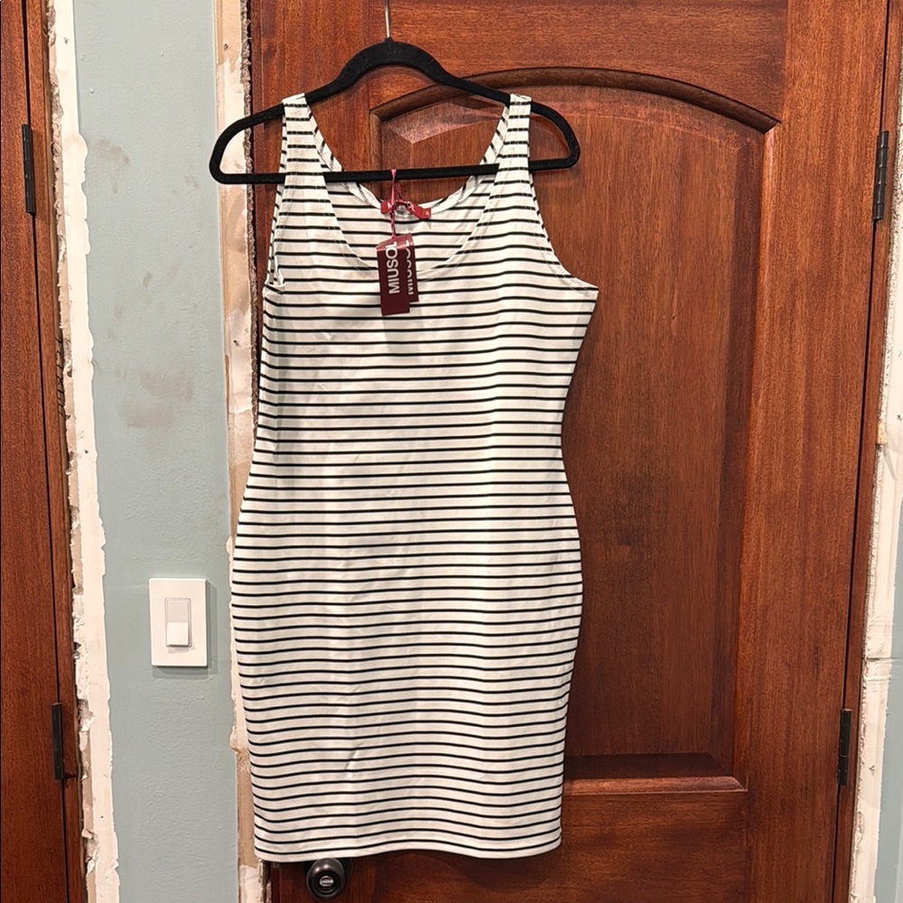 Women's Black and White Striped Dress